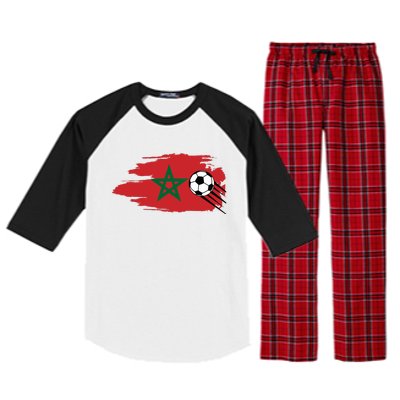 Morocco Moroccan Flag Soccer Football Lover Raglan Sleeve Pajama Set