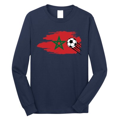 Morocco Moroccan Flag Soccer Football Lover Long Sleeve Shirt