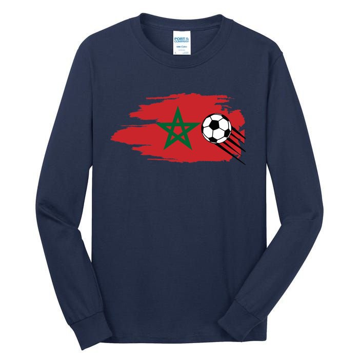 Morocco Moroccan Flag Soccer Football Lover Tall Long Sleeve T-Shirt