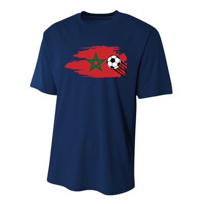 Morocco Moroccan Flag Soccer Football Lover Performance Sprint T-Shirt