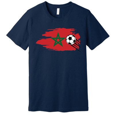 Morocco Moroccan Flag Soccer Football Lover Premium T-Shirt