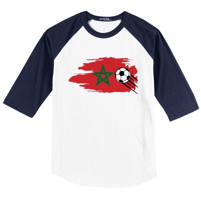 Morocco Moroccan Flag Soccer Football Lover Baseball Sleeve Shirt