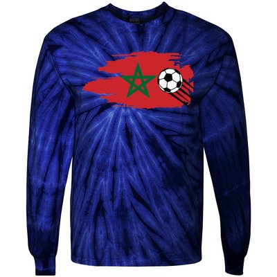 Morocco Moroccan Flag Soccer Football Lover Tie-Dye Long Sleeve Shirt