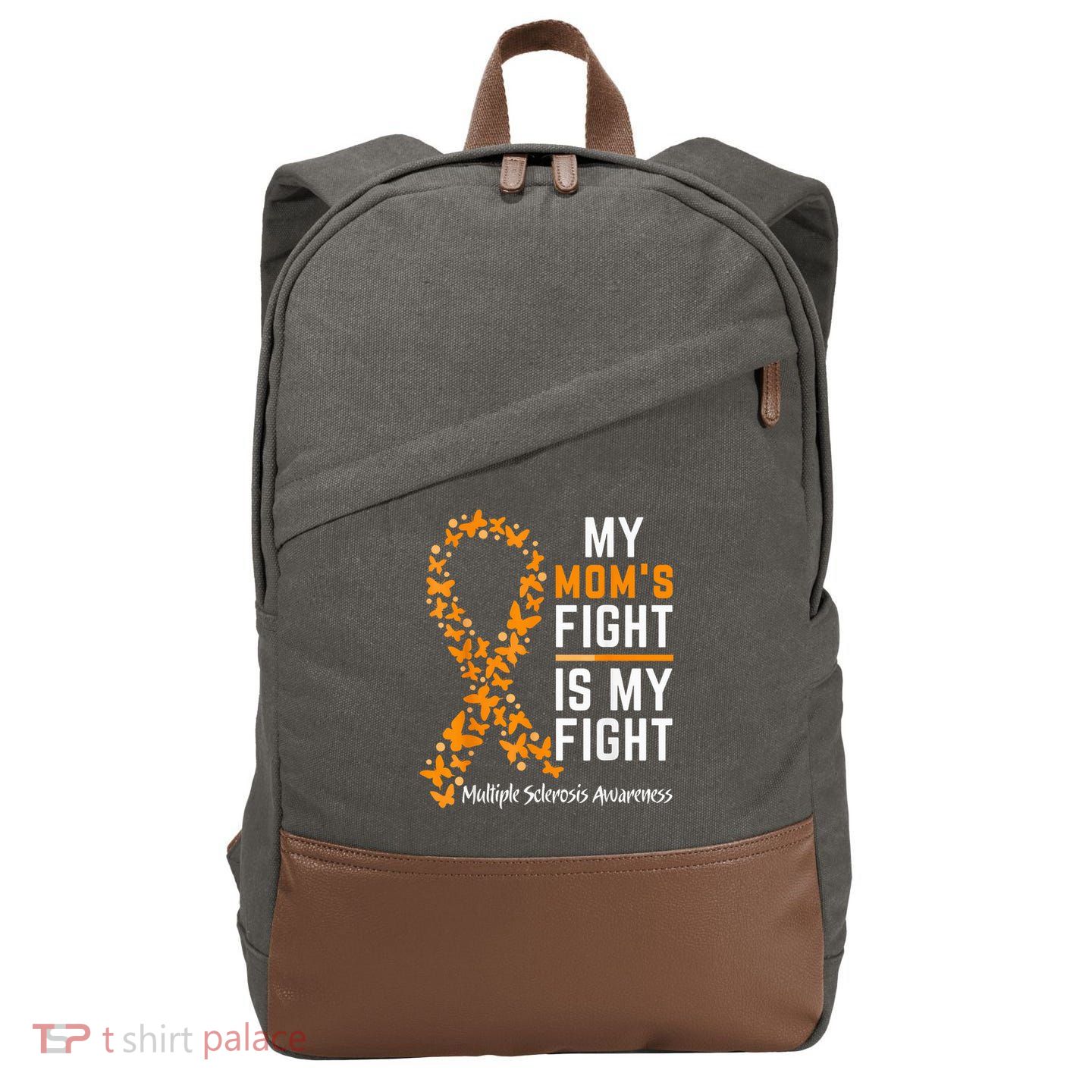 My Mom'S Fight Is My Fight Multiple Sclerosis Awareness Cotton Canvas Backpack