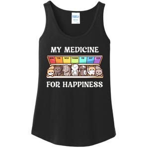 My Medicine For Happiness Cats Kitty Every Day Cat Lover Ladies Essential Tank