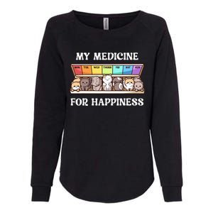 My Medicine For Happiness Cats Kitty Every Day Cat Lover Womens California Wash Sweatshirt