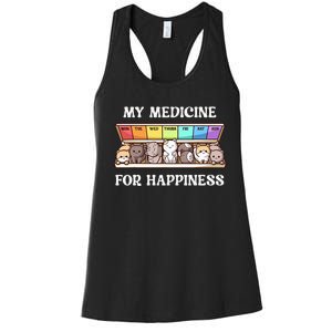 My Medicine For Happiness Cats Kitty Every Day Cat Lover Women's Racerback Tank