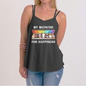 My Medicine For Happiness Cats Kitty Every Day Cat Lover Women's Strappy Tank