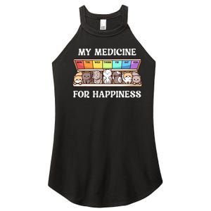 My Medicine For Happiness Cats Kitty Every Day Cat Lover Women's Perfect Tri Rocker Tank