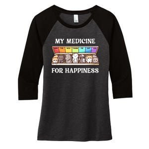 My Medicine For Happiness Cats Kitty Every Day Cat Lover Women's Tri-Blend 3/4-Sleeve Raglan Shirt