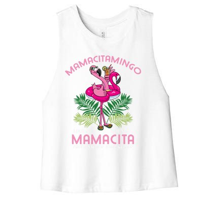 Mamacitamingo Mamacita Flamingo Lover Grandma Grandmother Gift Women's Racerback Cropped Tank