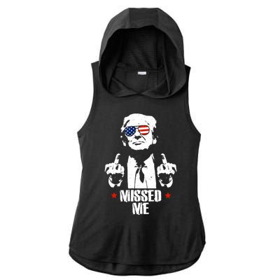 Missed Me Finger Trump 2024 Take America Back Pennsylvania Rally Ladies PosiCharge Tri-Blend Wicking Draft Hoodie Tank