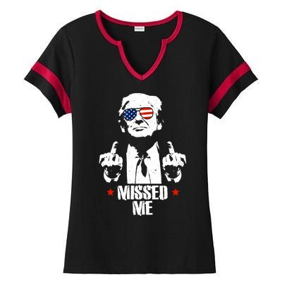 Missed Me Finger Trump 2024 Take America Back Pennsylvania Rally Ladies Halftime Notch Neck Tee