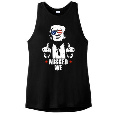 Missed Me Finger Trump 2024 Take America Back Pennsylvania Rally Ladies PosiCharge Tri-Blend Wicking Tank