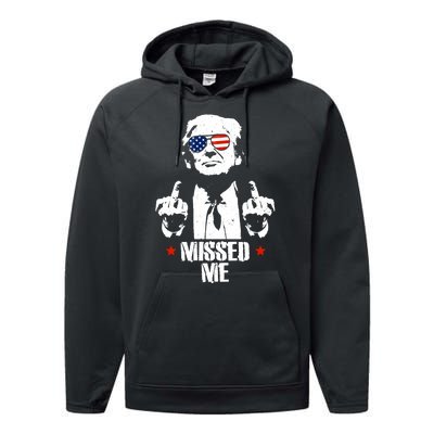 Missed Me Finger Trump 2024 Take America Back Pennsylvania Rally Performance Fleece Hoodie