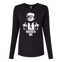 Missed Me Finger Trump 2024 Take America Back Pennsylvania Rally Womens Cotton Relaxed Long Sleeve T-Shirt