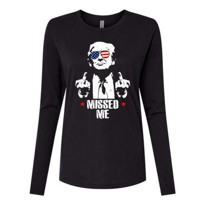 Missed Me Finger Trump 2024 Take America Back Pennsylvania Rally Womens Cotton Relaxed Long Sleeve T-Shirt