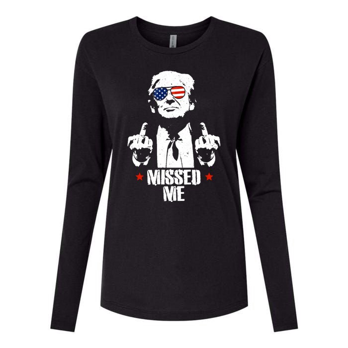 Missed Me Finger Trump 2024 Take America Back Pennsylvania Rally Womens Cotton Relaxed Long Sleeve T-Shirt