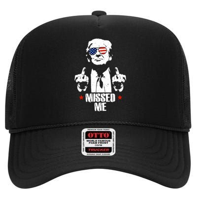 Missed Me Finger Trump 2024 Take America Back Pennsylvania Rally High Crown Mesh Back Trucker Hat