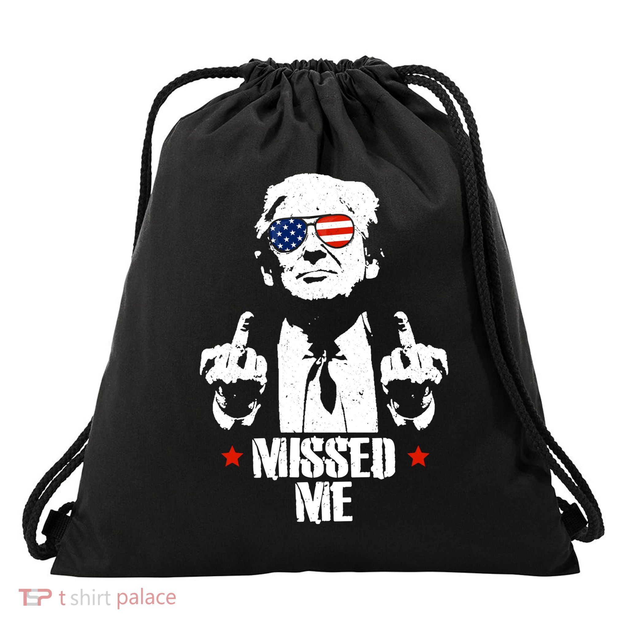 Missed Me Finger Trump 2024 Take America Back Pennsylvania Rally Drawstring Bag