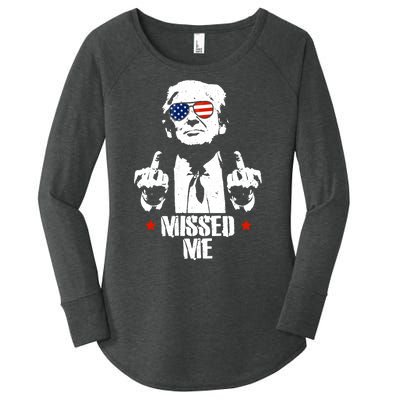 Missed Me Finger Trump 2024 Take America Back Pennsylvania Rally Women's Perfect Tri Tunic Long Sleeve Shirt