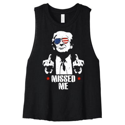 Missed Me Finger Trump 2024 Take America Back Pennsylvania Rally Women's Racerback Cropped Tank