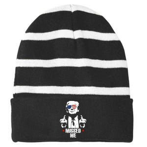 Missed Me Finger Trump 2024 Take America Back Pennsylvania Rally Striped Beanie with Solid Band