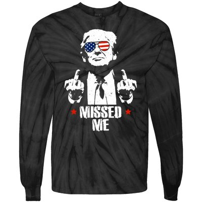 Missed Me Finger Trump 2024 Take America Back Pennsylvania Rally Tie-Dye Long Sleeve Shirt