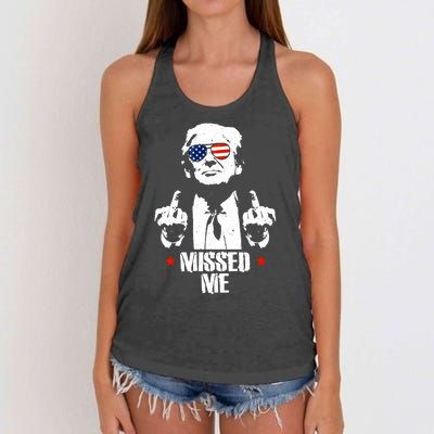 Missed Me Finger Trump 2024 Take America Back Pennsylvania Rally Women's Knotted Racerback Tank