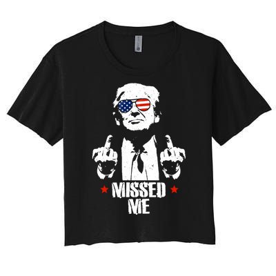 Missed Me Finger Trump 2024 Take America Back Pennsylvania Rally Women's Crop Top Tee