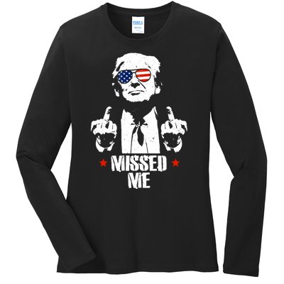 Missed Me Finger Trump 2024 Take America Back Pennsylvania Rally Ladies Long Sleeve Shirt