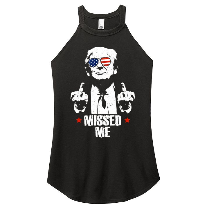 Missed Me Finger Trump 2024 Take America Back Pennsylvania Rally Women's Perfect Tri Rocker Tank
