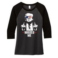 Missed Me Finger Trump 2024 Take America Back Pennsylvania Rally Women's Tri-Blend 3/4-Sleeve Raglan Shirt