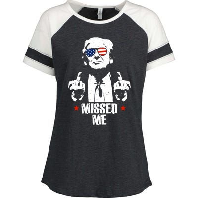 Missed Me Finger Trump 2024 Take America Back Pennsylvania Rally Enza Ladies Jersey Colorblock Tee