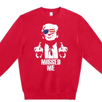 Missed Me Finger Trump 2024 Take America Back Pennsylvania Rally Premium Crewneck Sweatshirt