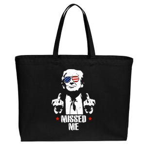 Missed Me Finger Trump 2024 Take America Back Pennsylvania Rally Cotton Canvas Jumbo Tote