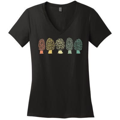 Morchel Mushroom Forest Lace Morchel Mushroom Collector Gift Women's V-Neck T-Shirt