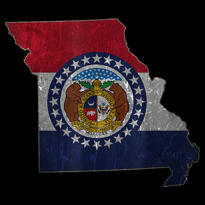 Missouri Map Flag State Distressed Flexfit Unipanel Trucker Cap