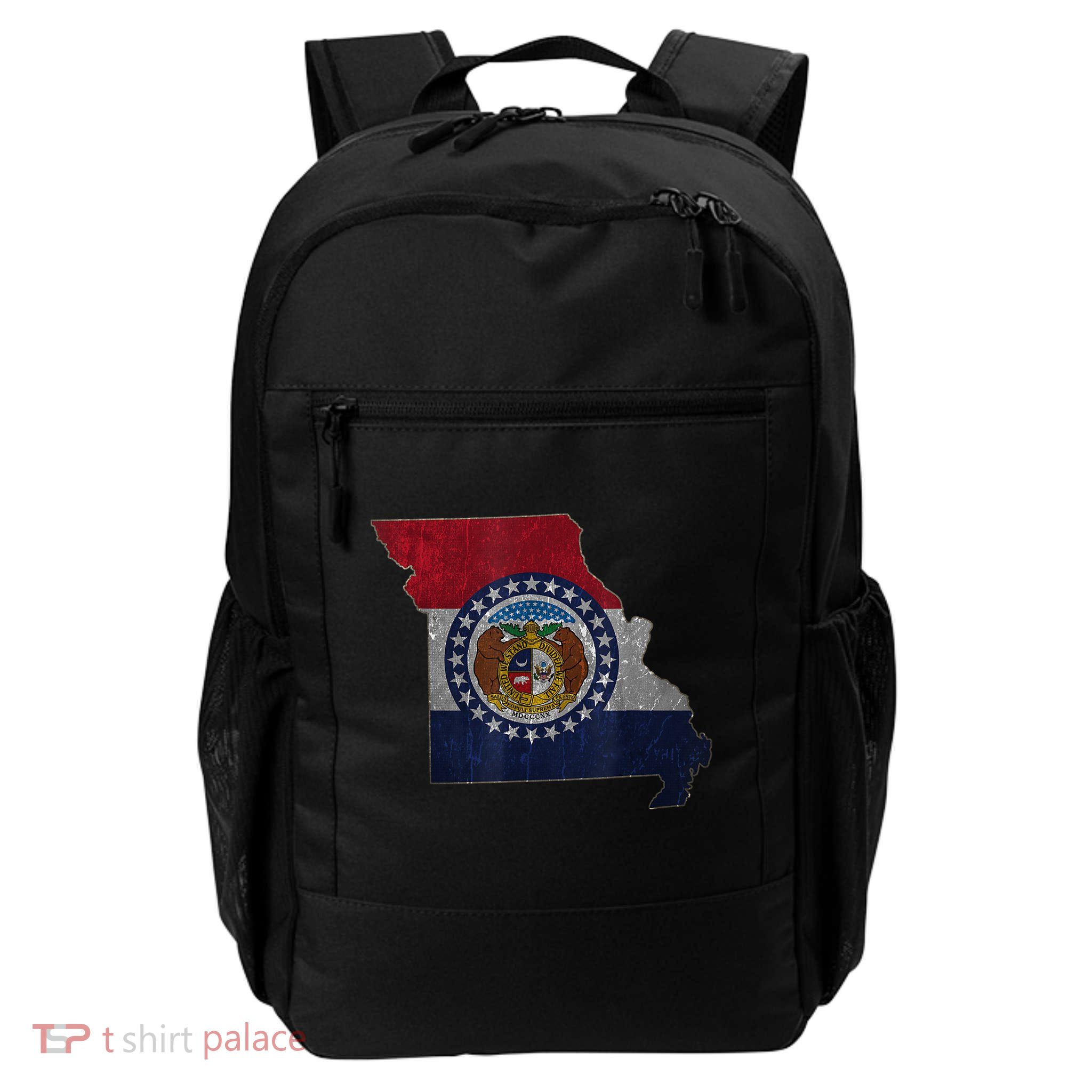Missouri Map Flag State Distressed Backpack