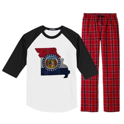 Missouri Map Flag State Distressed Raglan Sleeve Pajama Set