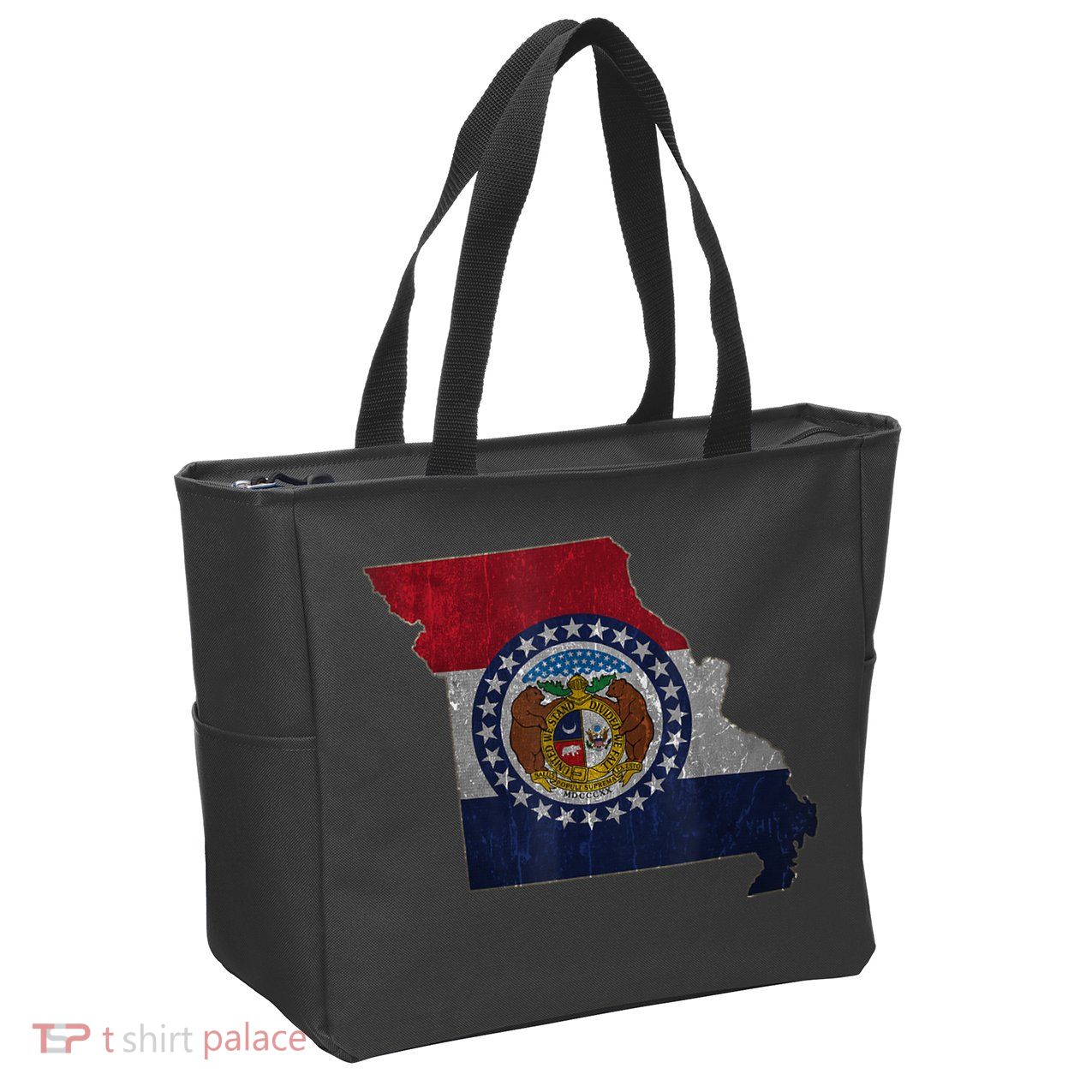 Missouri Map Flag State Distressed Zip Tote Bag