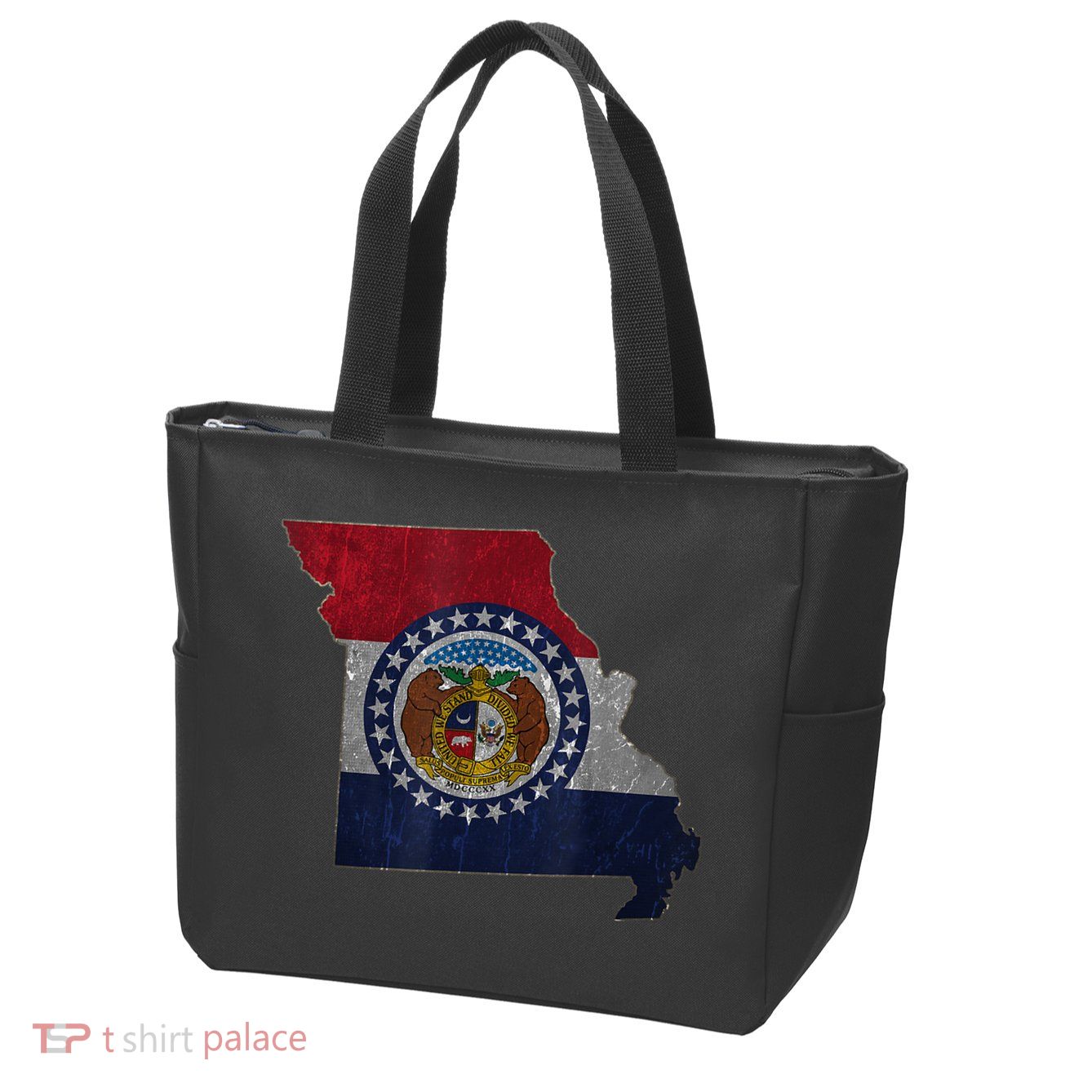 Missouri Map Flag State Distressed Zip Tote Bag