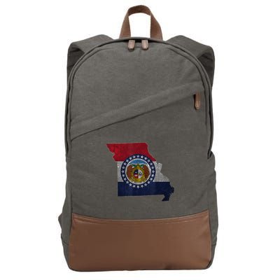 Missouri Map Flag State Distressed Cotton Canvas Backpack