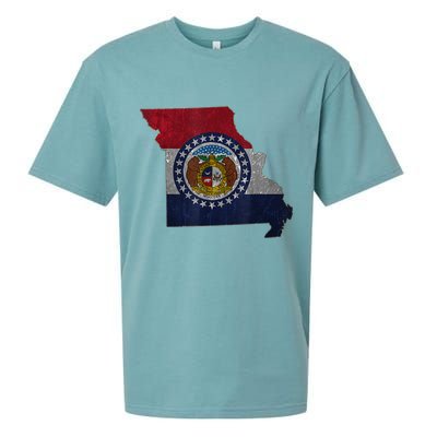 Missouri Map Flag State Distressed Sueded Cloud Jersey T-Shirt