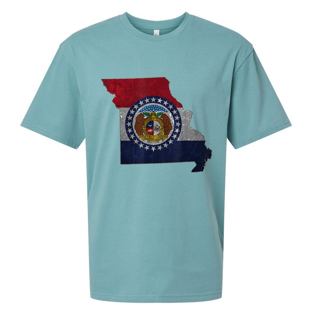 Missouri Map Flag State Distressed Sueded Cloud Jersey T-Shirt