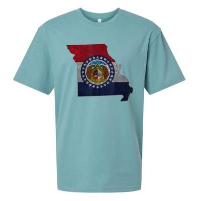 Missouri Map Flag State Distressed Sueded Cloud Jersey T-Shirt