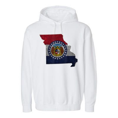 Missouri Map Flag State Distressed Garment-Dyed Fleece Hoodie