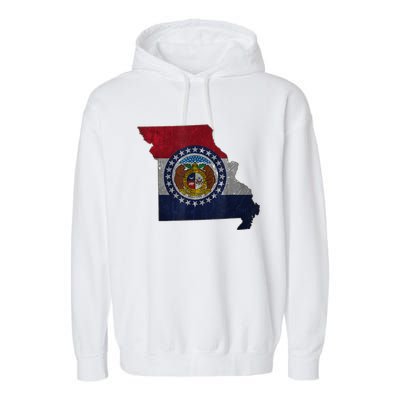 Missouri Map Flag State Distressed Garment-Dyed Fleece Hoodie