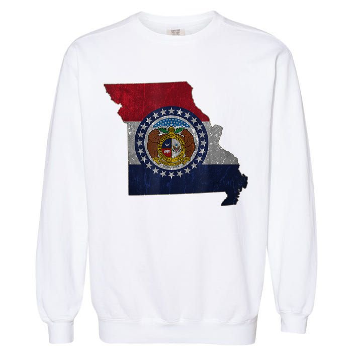 Missouri Map Flag State Distressed Garment-Dyed Sweatshirt