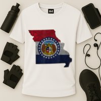 Missouri Map Flag State Distressed Performance Shirt